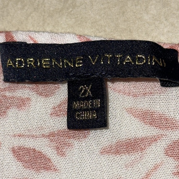 Adrienne Vittadini Peach/White Floral Cropped Boxy Flutter Sleeve Boho Rayon 2X - Picture 4 of 9